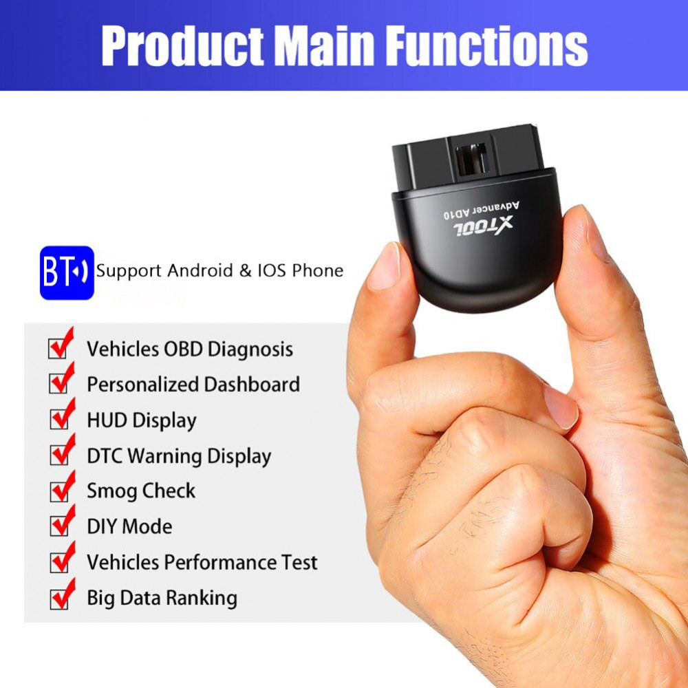 XTOOL AD10 OBD2 Diagnostic Scanner 4.2 Bluetooth ELM327 Mini Engine Code Reader System Scanner Automotivo Tools for Car Vehicle