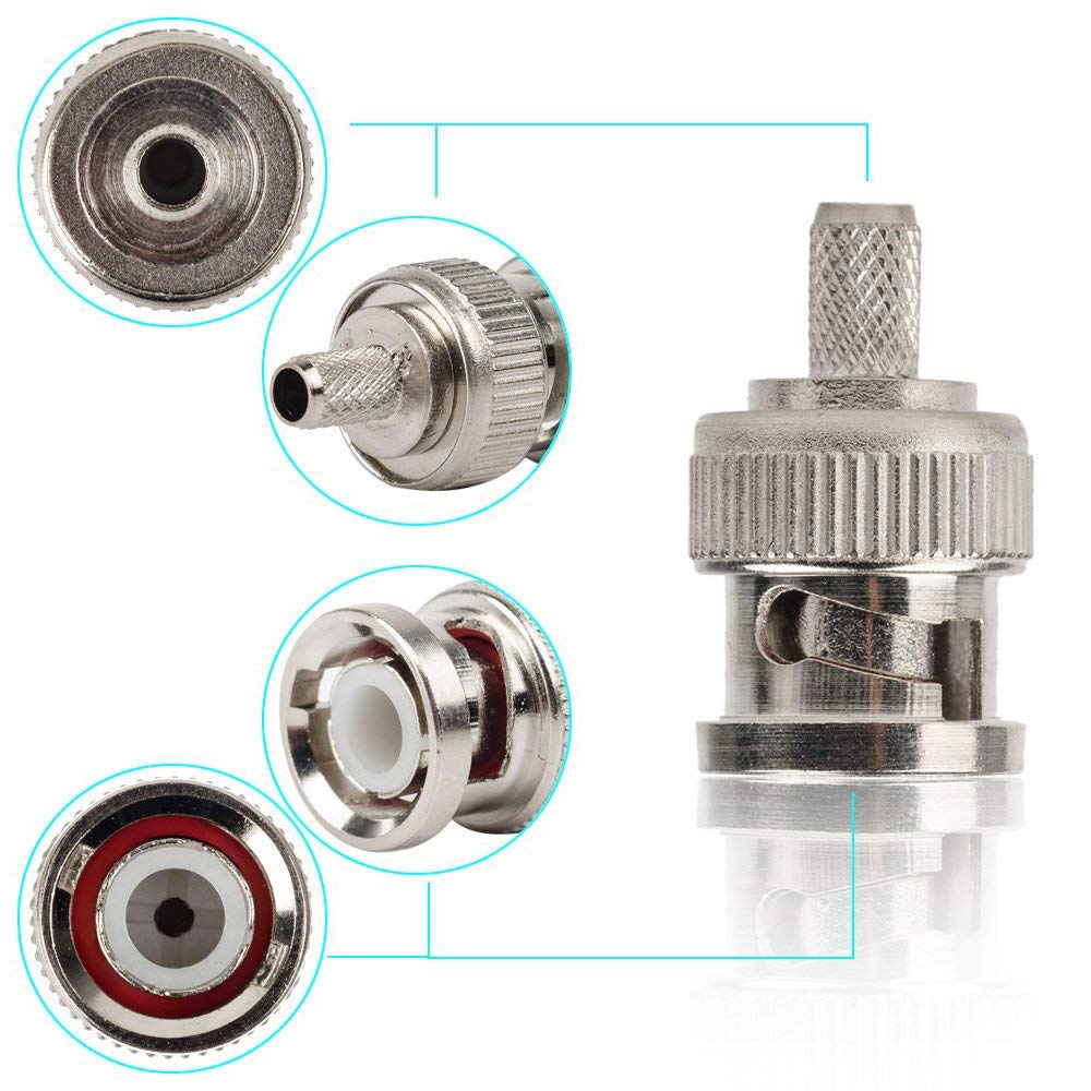 BNC compression male crimp connector for RG58 cable and coaxial cable