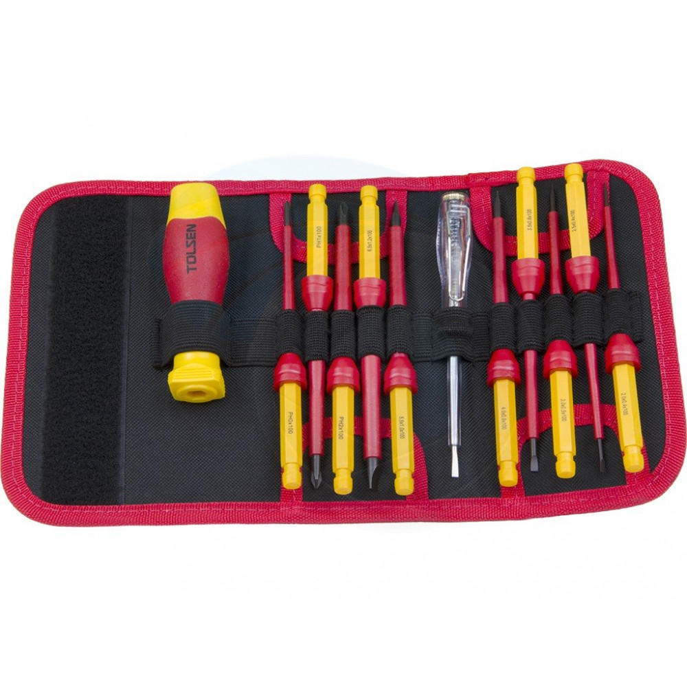 Tolsen V33212-12pcs Insulated Changeable Screwdriver Set - VDE 1000 Volts