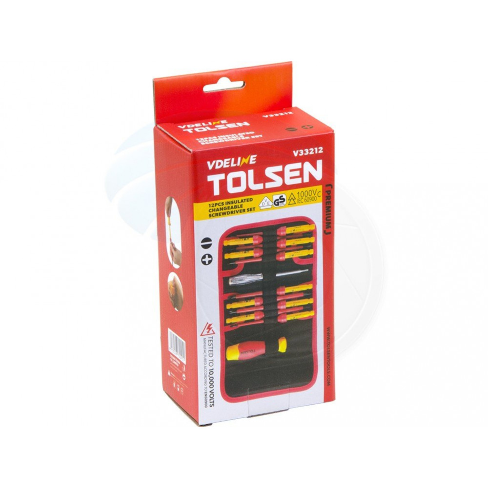 Tolsen V33212-12pcs Insulated Changeable Screwdriver Set - VDE 1000 Volts