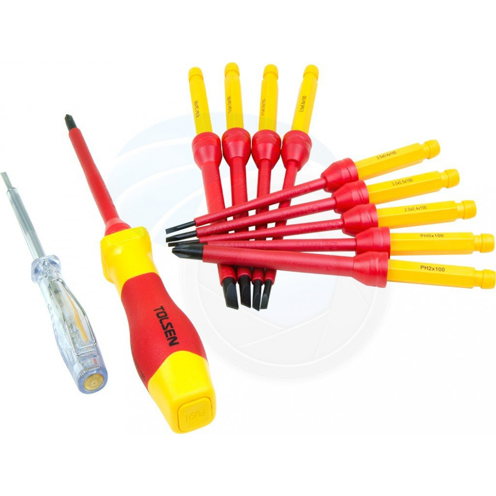 Tolsen V33212-12pcs Insulated Changeable Screwdriver Set - VDE 1000 Volts