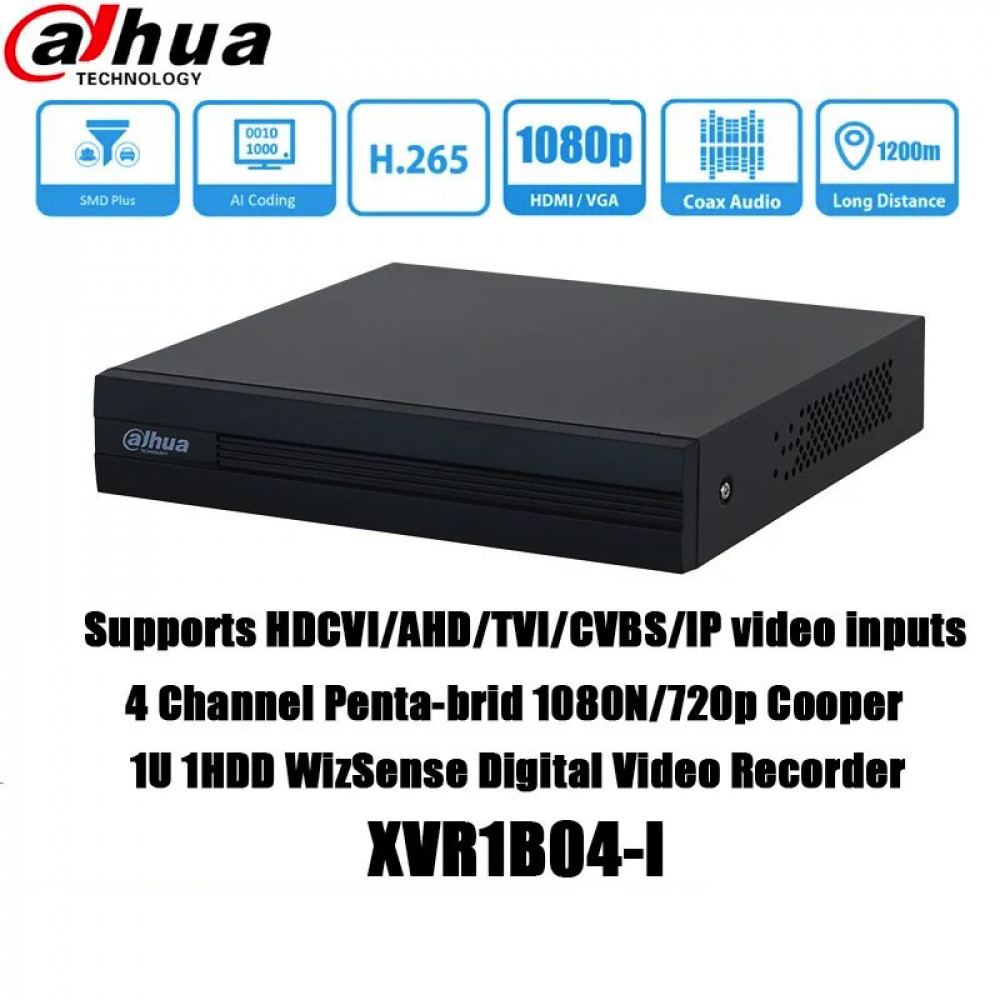 XVR DVR DAHUA 4-CHANNEL 1080P  VIDEO RECORDER PENTA-BRID COOPER DH-XVR1B04-I