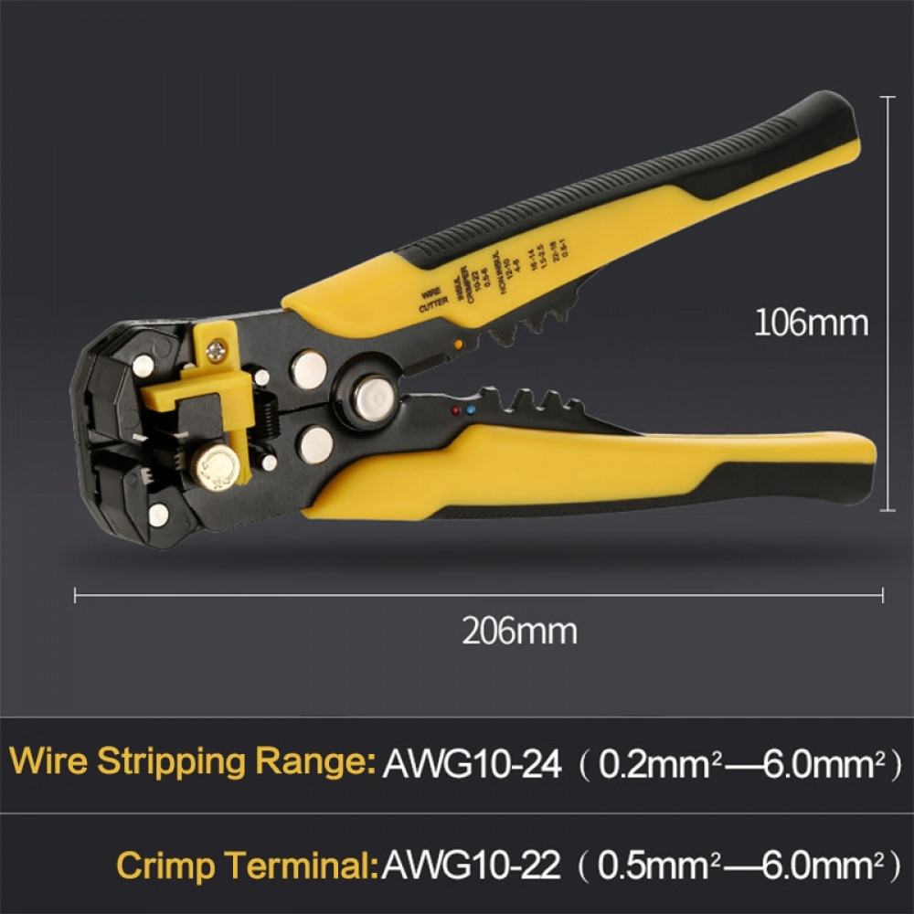 Pliers Wire Stripper Crimper Cable Cutter Automatic Multifunctional Terminal 8"