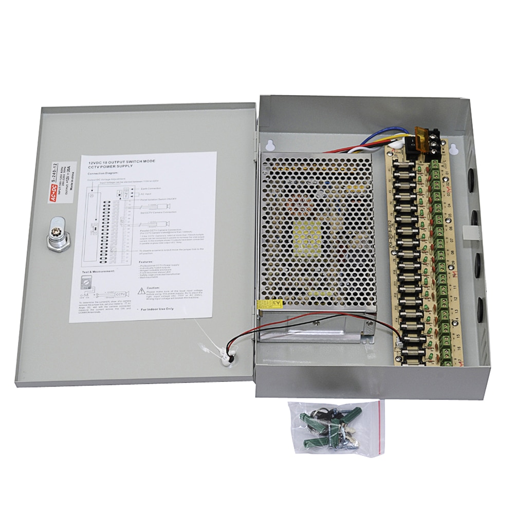 CCTV power supply box 18 channel DC12V 20A 240W 