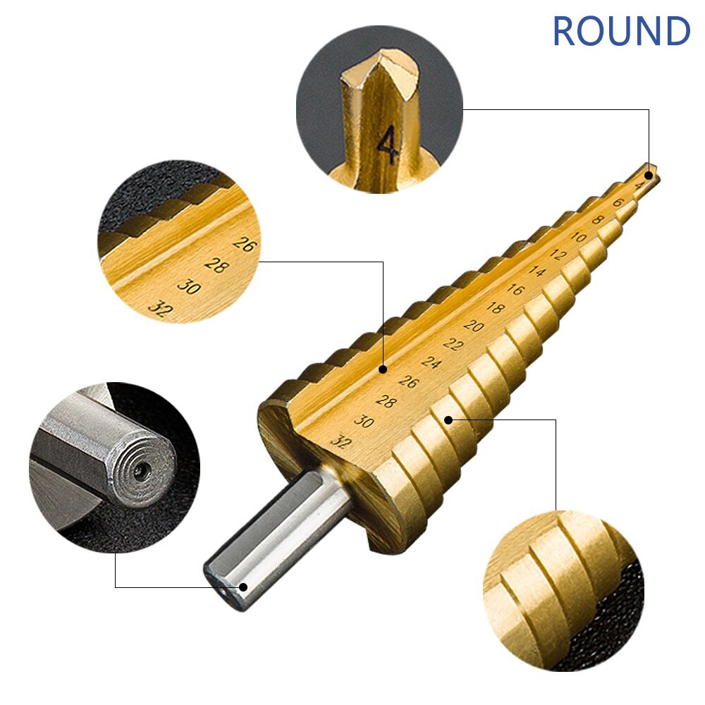 HSS step drill bit 4 - 32 MM Conical pyramid drill bit