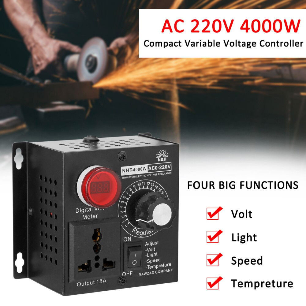 4000W High Power Silicon Electronics Voltage Regulator Machinery Electric Variable Speed Controller AC 0V-220V