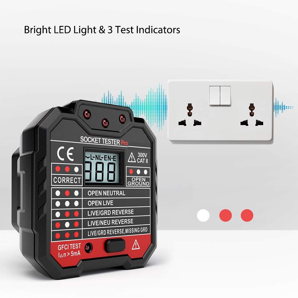 Socket Tester GFCI HT106D Wall Plug Pro Intelligent Circuit Breaker Finders With RCD Test Mini Voltmeter Polarity Phase Check