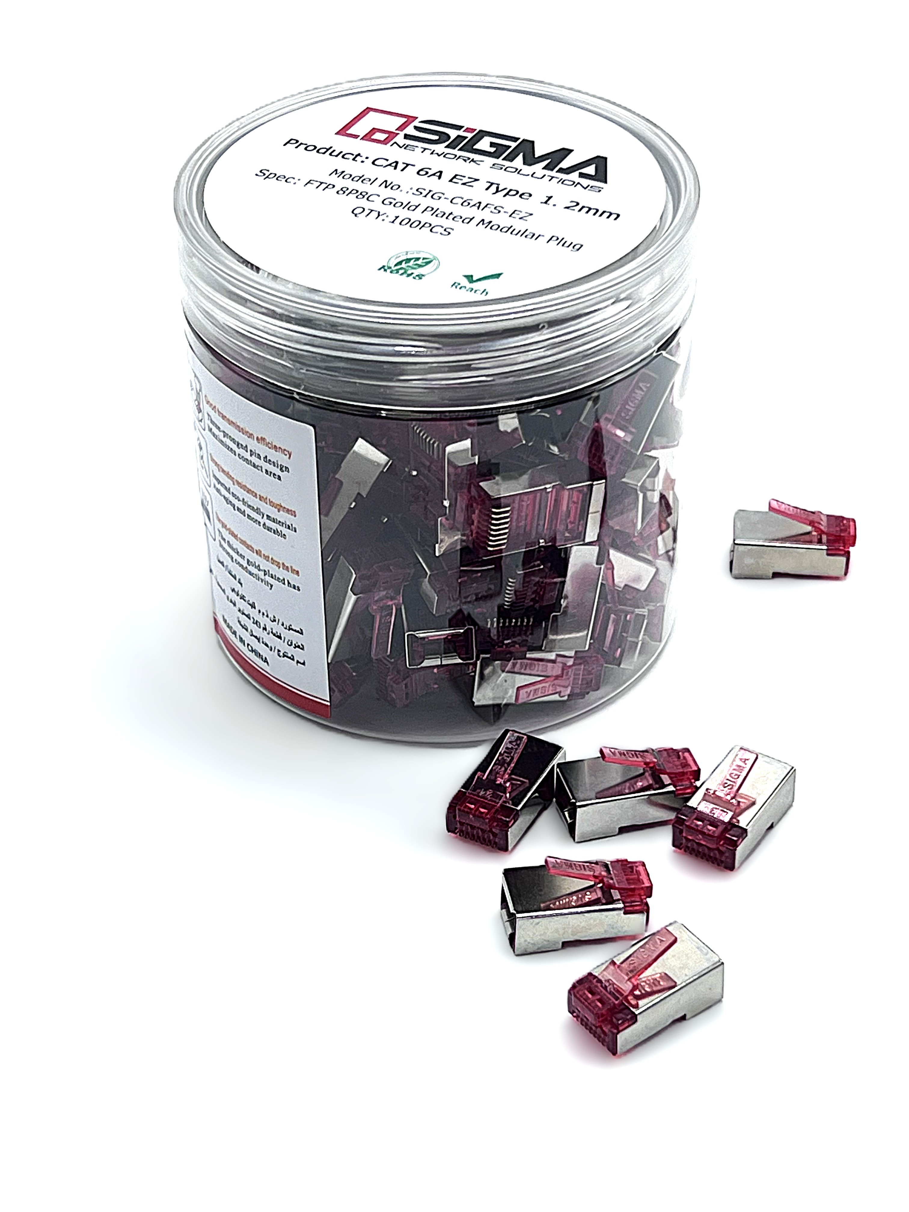 CONNECTEUR RJ45 PERFORE CAT6A SIG-C6AFS-EZ (BOITE:100PCS)